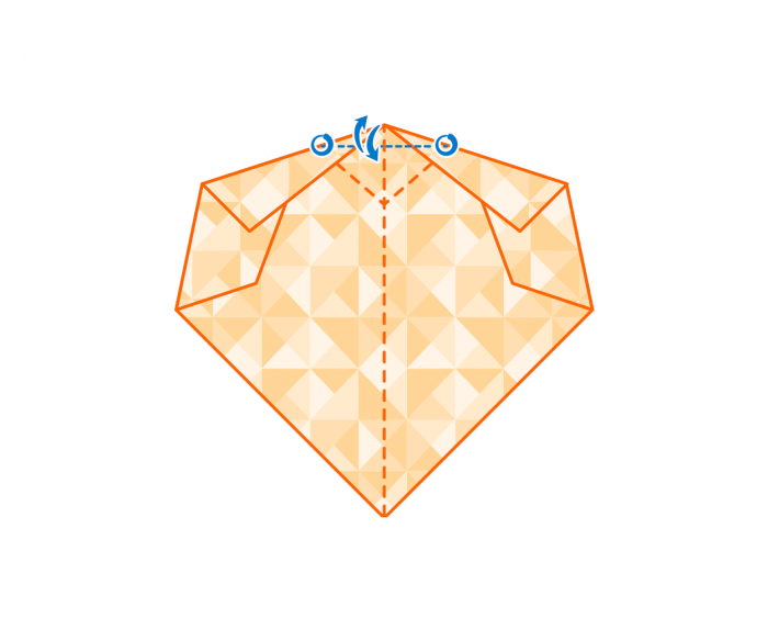 Origamisydämen taitteluohje, kuva yksitoista.